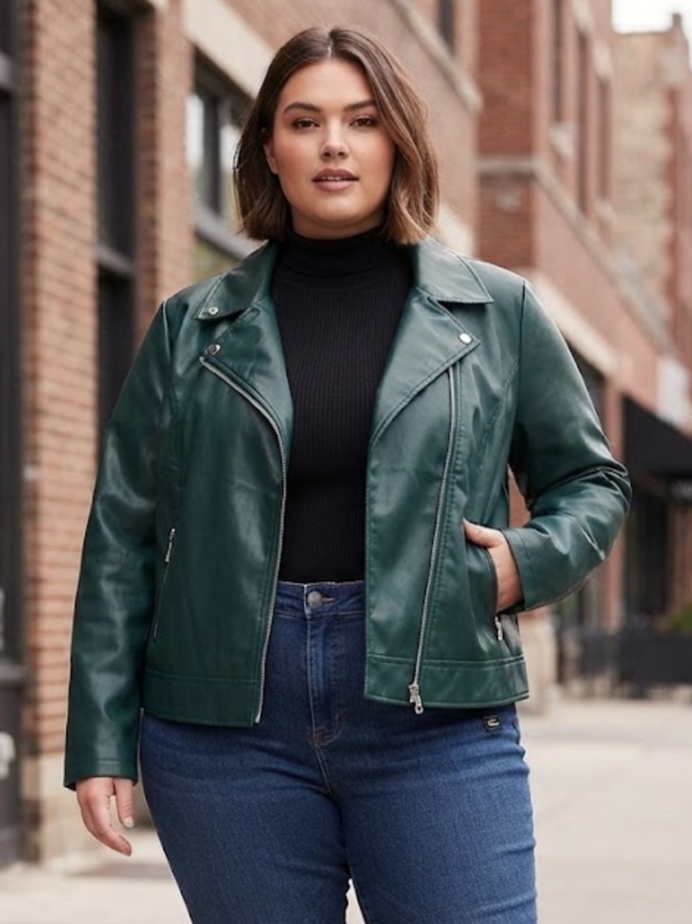 torrid NWT Dark Green Faux Leather Moto Jacket